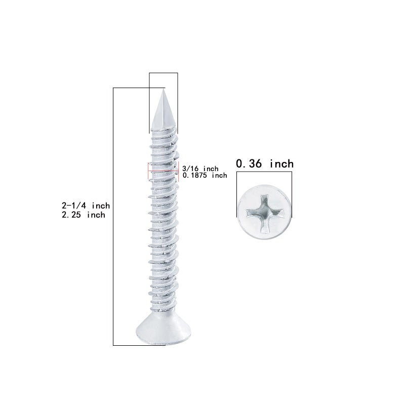 WenSilon(30 PCS) 3/16"" x2-1/4 White Concrete Screw Anchor White Flat Head for Anchoring to Masonry, Block or Brick Stucco - Image 2